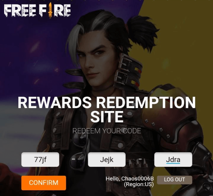 usar el sitio de Free Fire Rewards